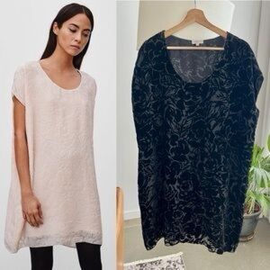 Aritzia Wilfred Bouchette Black Velvet & Silk Floral Relaxed Mini Dress